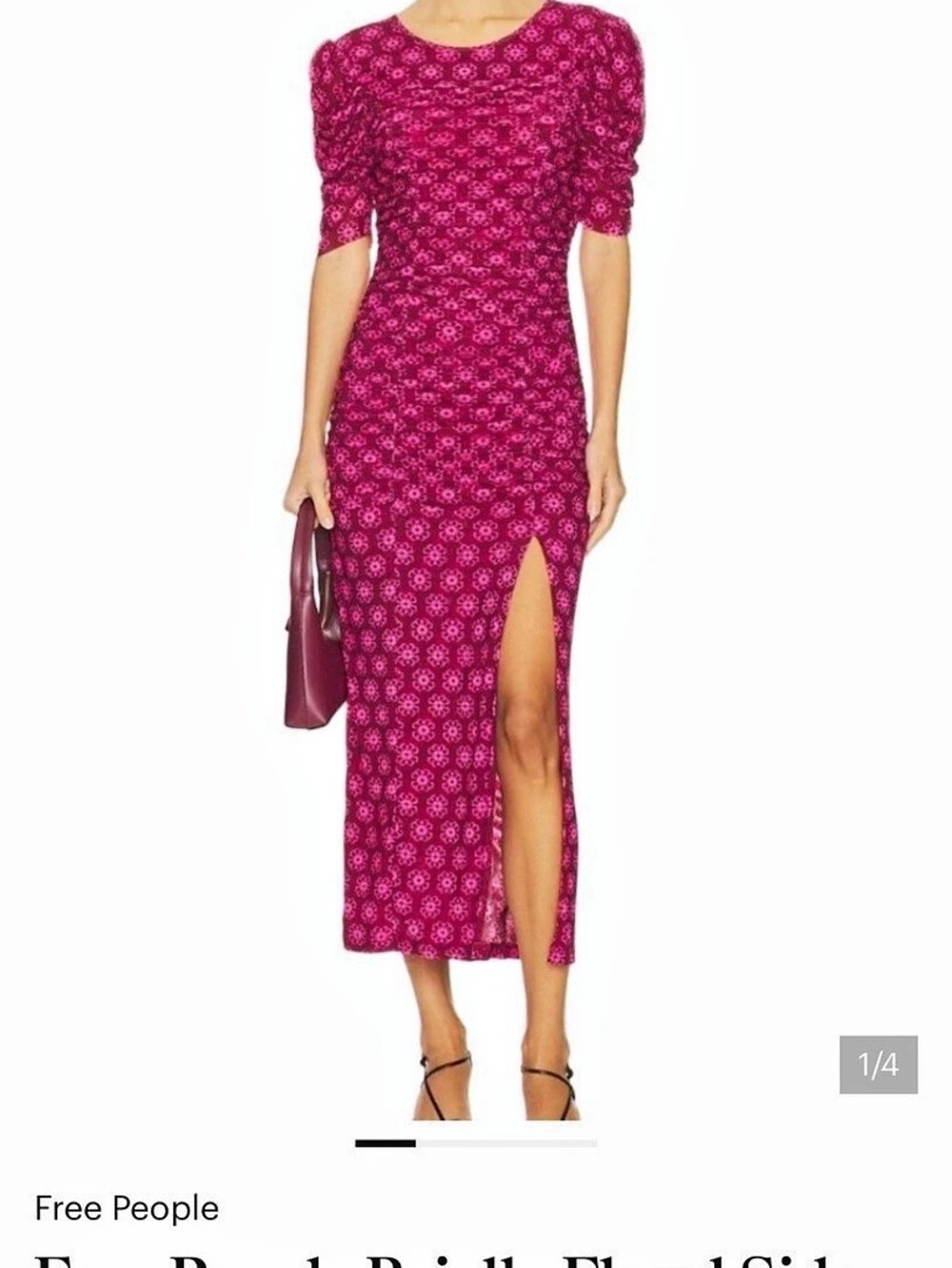 Free People Briella Midi Dress Floral Side Slit
